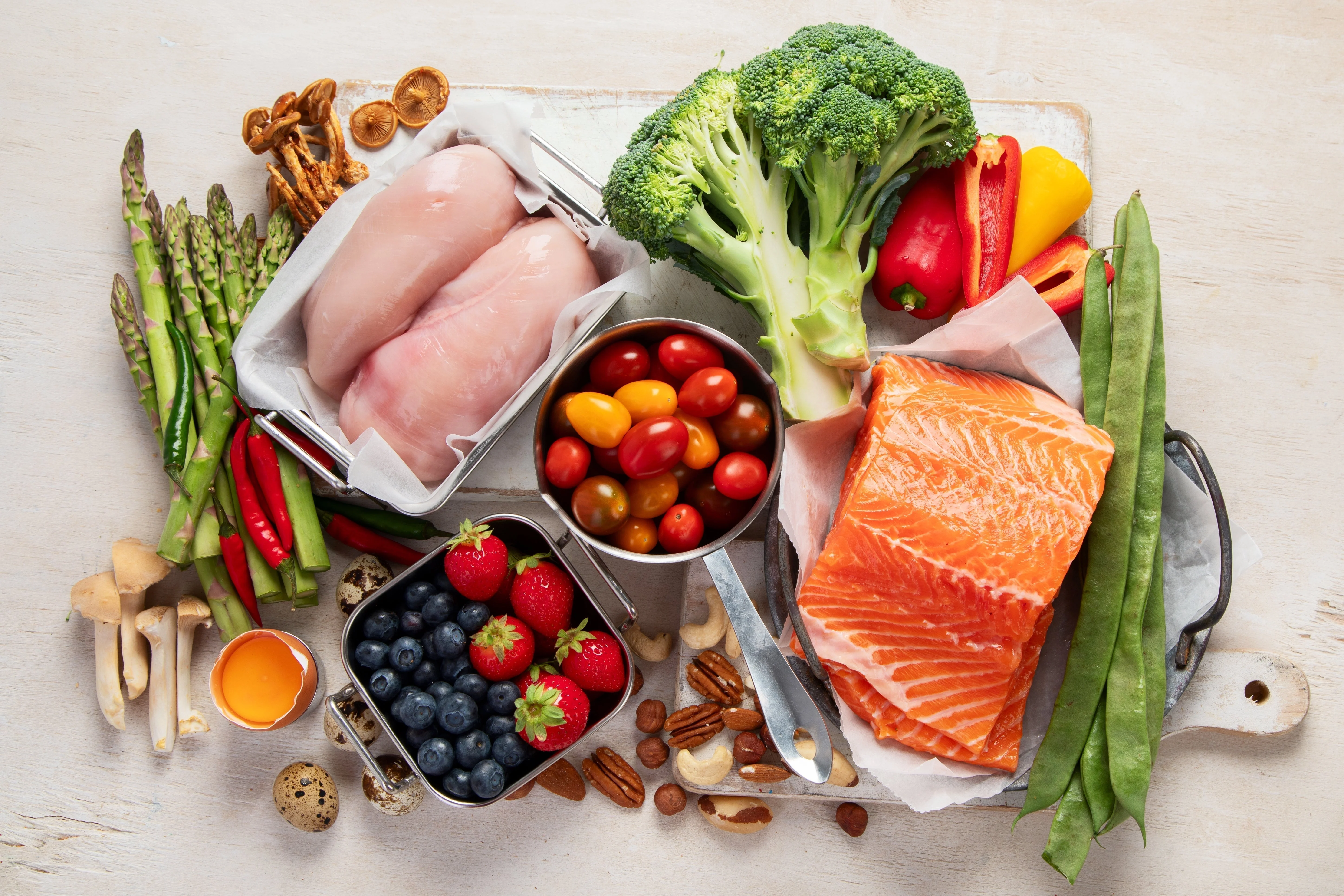 Whole foods and healthy balanced meal prep